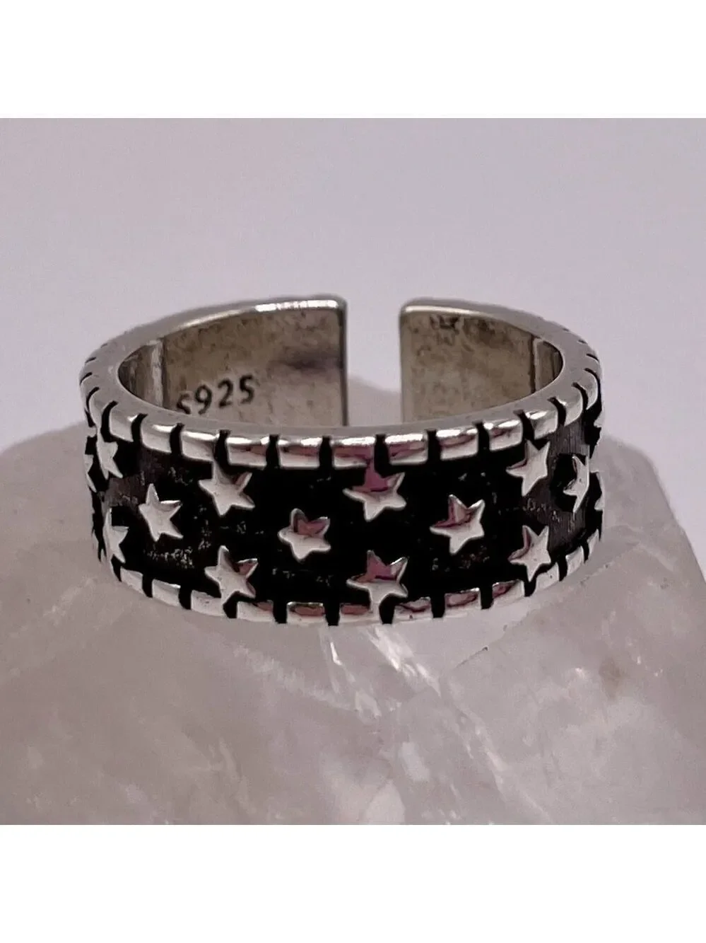 925 Sterling Stamped Adjustable Star Boho Ring #1308